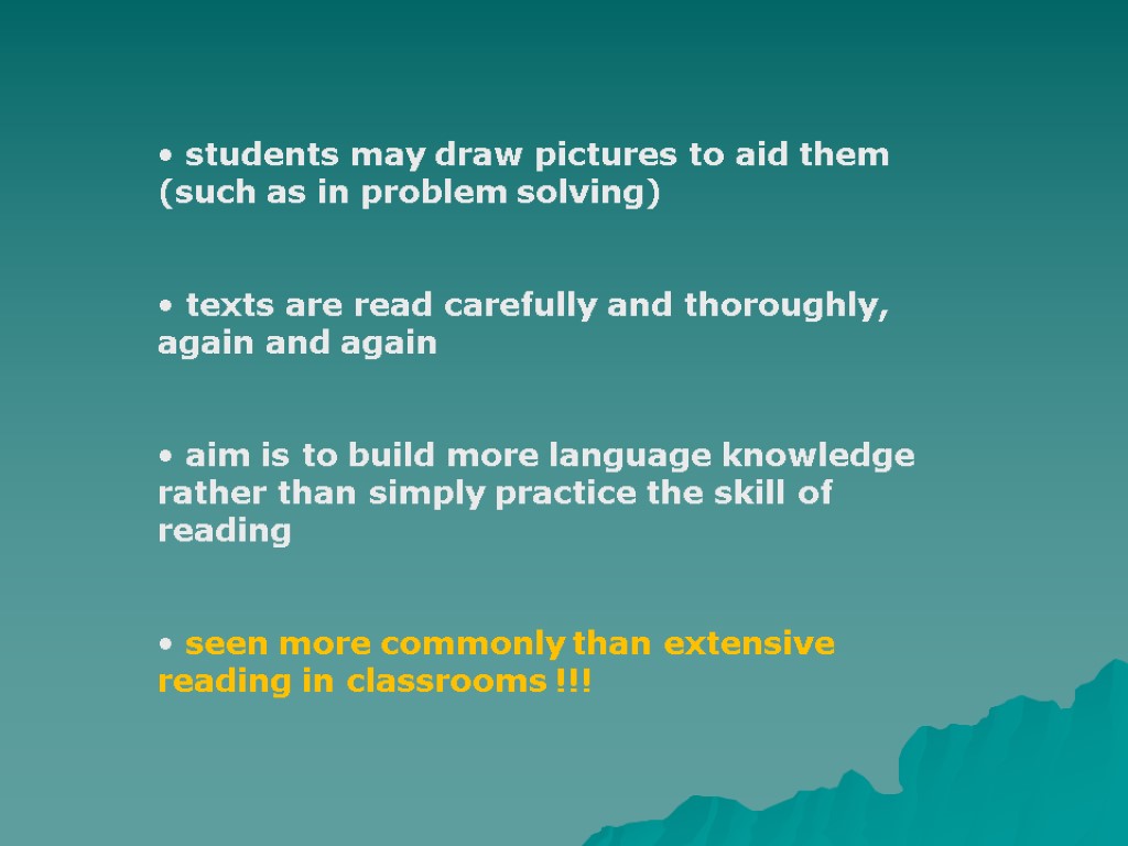 students may draw pictures to aid them (such as in problem solving) texts are